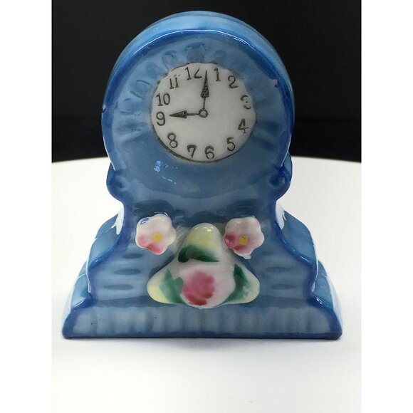 Vintage H Kato Mantle Clock Figurine Ceramic Porcelain Occupied Japan 2.5" Tall - Picture 10 of 15